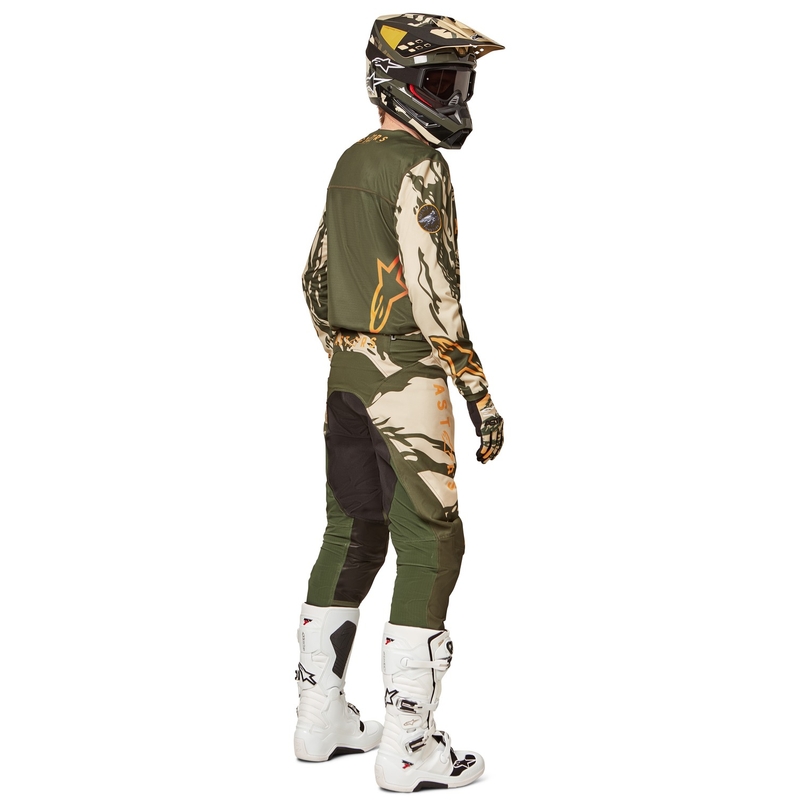 Tricoul de motocros pentru copii Alpinestars Racer Tactical camuflaj verde-beige-portocaliu