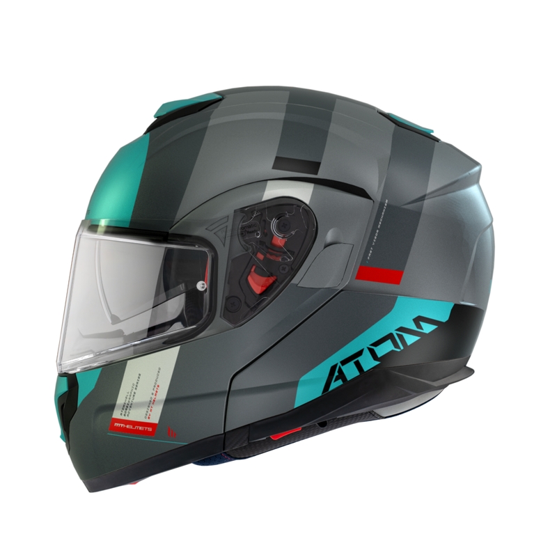 Cască de motociclist MT Atom SV Gorex C2 gri-turcoaz