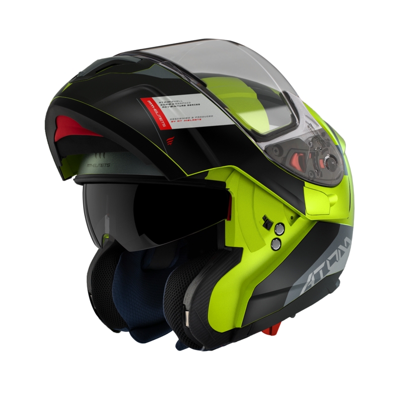 Casca Moto Flip Up MT Atom SV Gorex C3 Negru-Gri-Galben Fluo Reducere lichidare