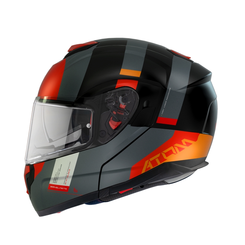 Cască de motociclist MT Atom SV Gorex B4 negru-gri-roșu-roșu-portocaliu tip-up lichidare