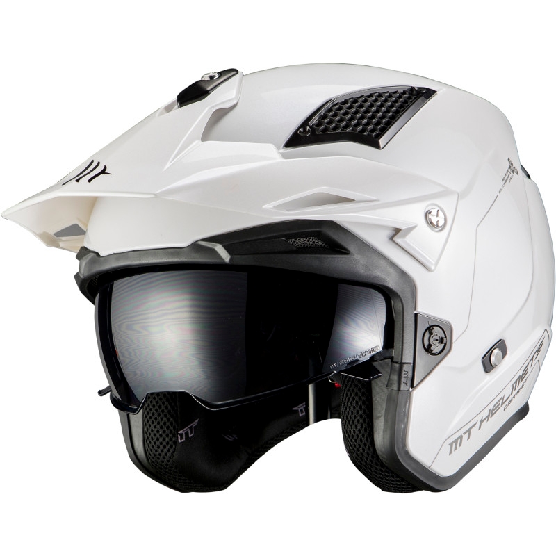 Cască de motocicletă MT District SV Solid A0 Open Trial Alb