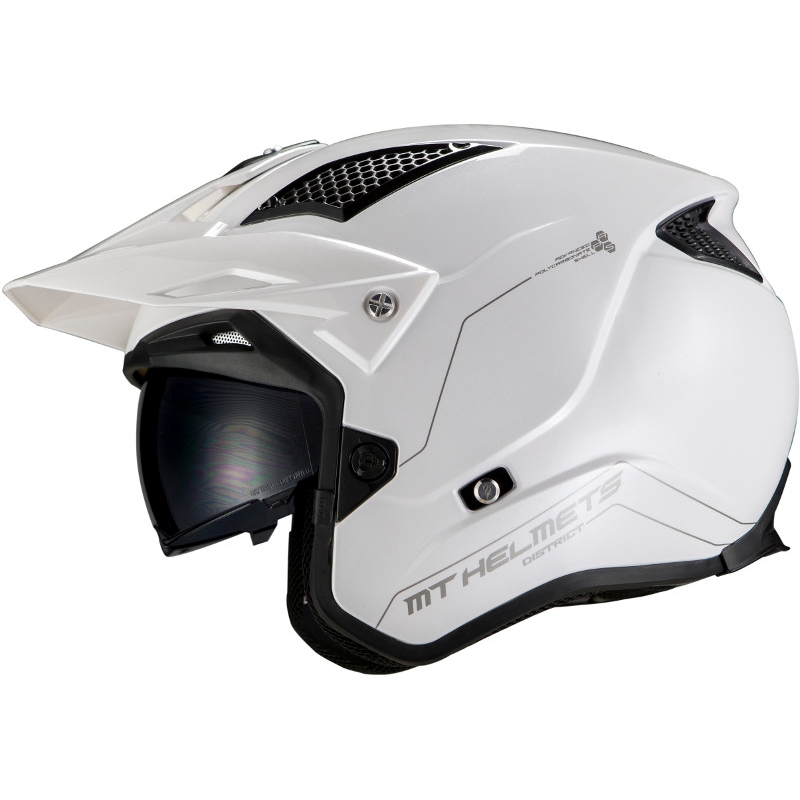 Cască de motocicletă MT District SV Solid A0 Open Trial Alb