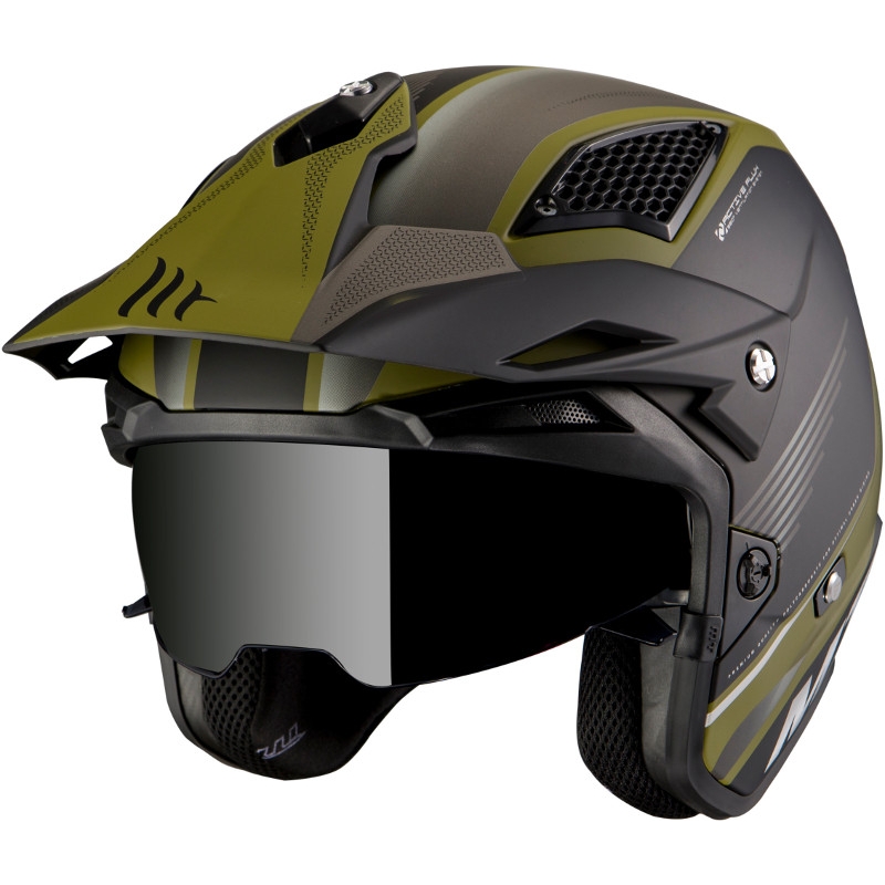 MT District SV Post B6 cască de motocicletă pentru procese deschise negru-verde