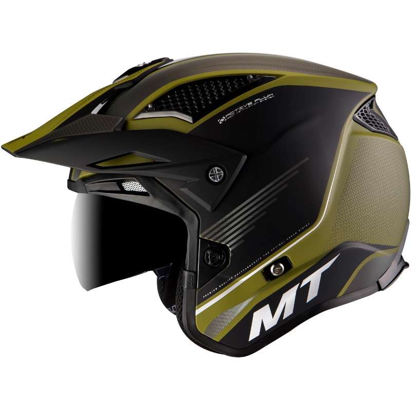 MT District SV Post B6 cască de motocicletă pentru procese deschise negru-verde