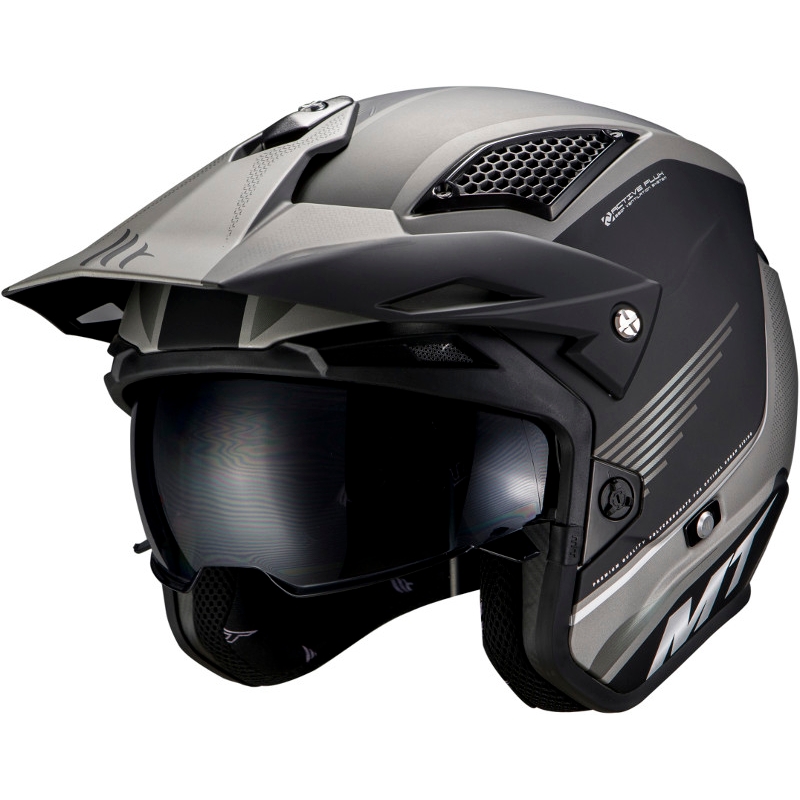 MT District SV Post B2 cască de motocicletă pentru procese deschise negru-gri