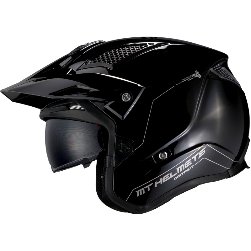 MT District SV Solid A1 Solid A1 casca de motocicletă de trial deschis negru lucios