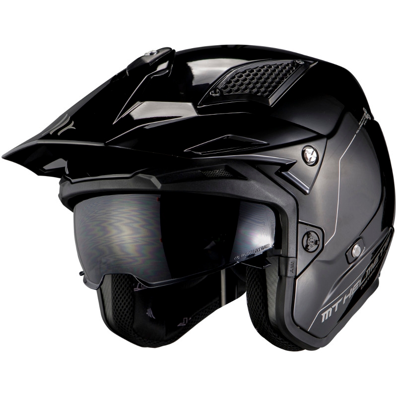 MT District SV Solid A1 Solid A1 casca de motocicletă de trial deschis negru lucios
