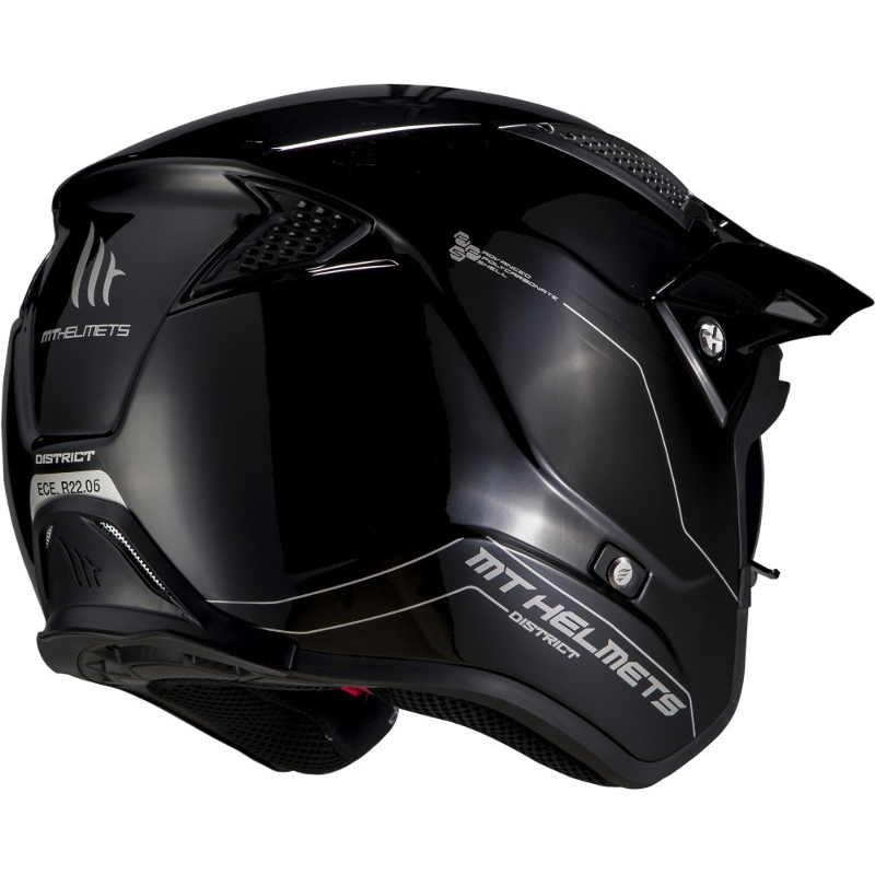 MT District SV Solid A1 Solid A1 casca de motocicletă de trial deschis negru lucios