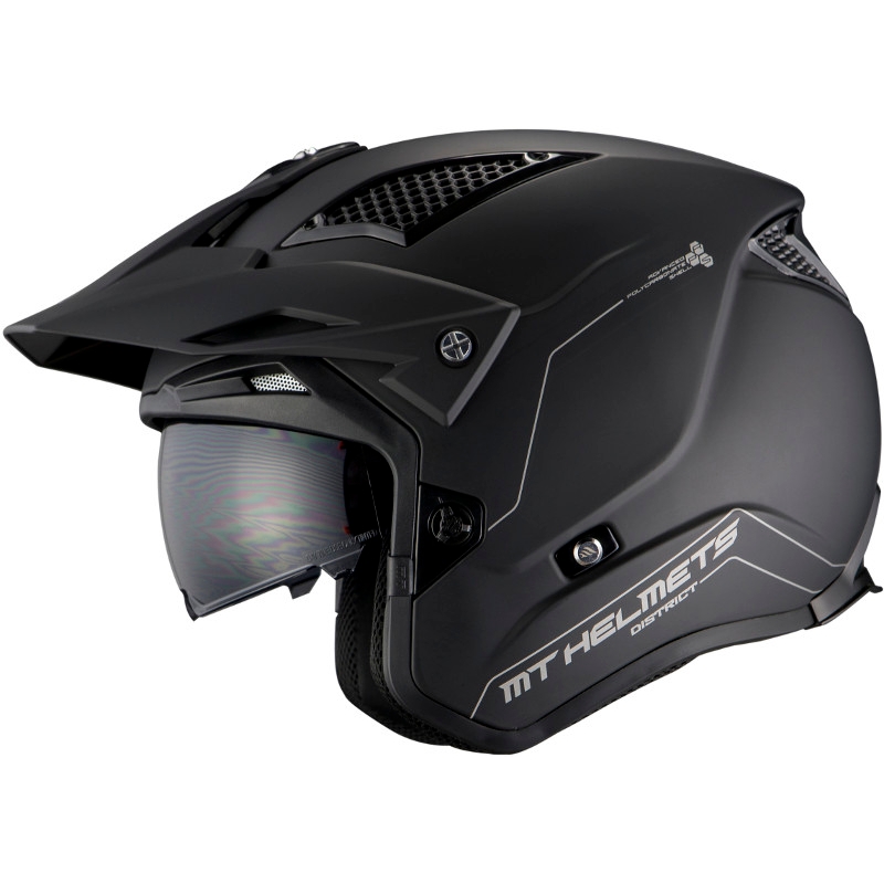 MT District SV Solid A1 cască de motocicletă pentru trialuri deschise negru mat