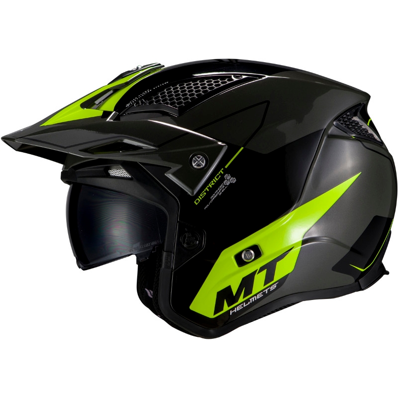 MT District SV Summit Summit E3 cască de motocicletă pentru procese deschise negru-fluo verde