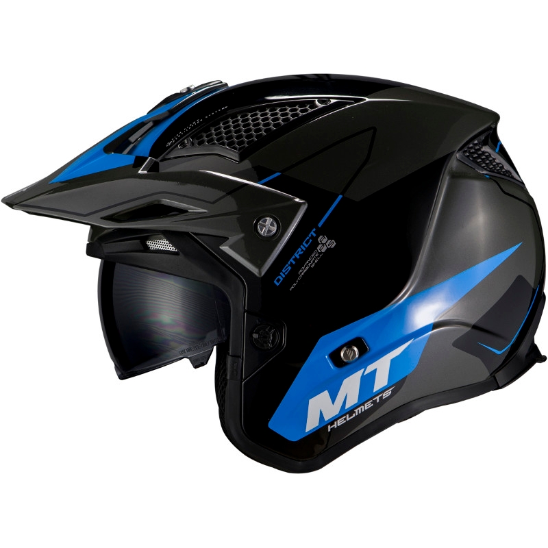 MT District SV Summit Summit F7 cască de motocicletă pentru procese deschise negru și albastru
