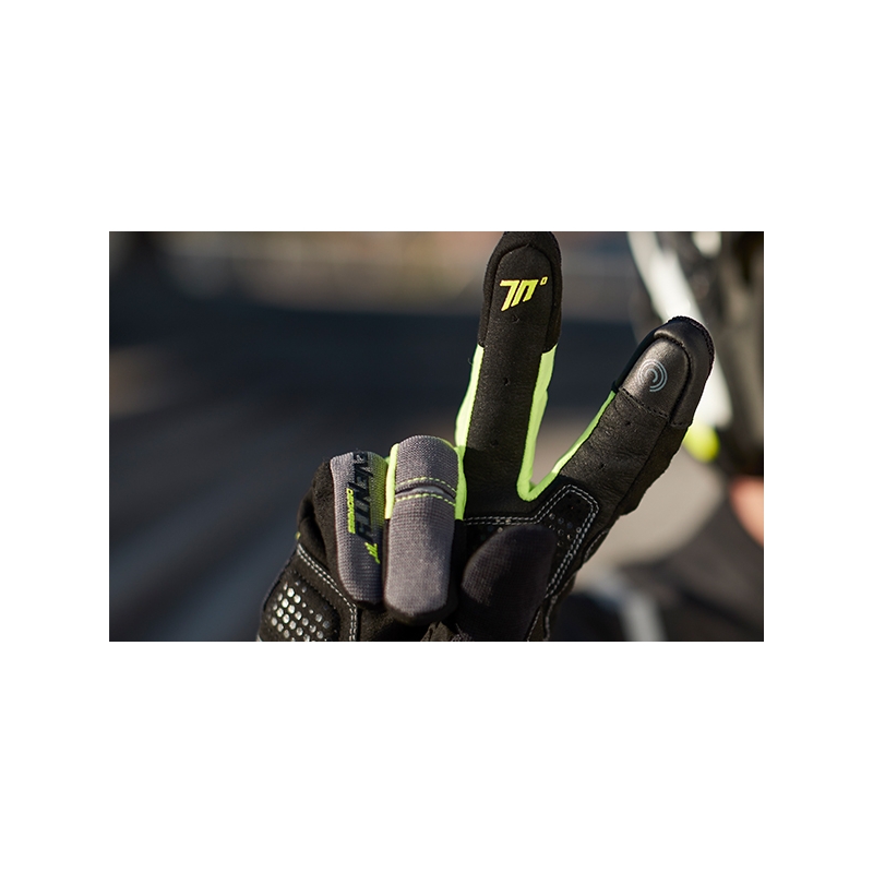 Mănuși pentru motociclete SEVENTY DEGREES SD-C48 negru-galben-fluo