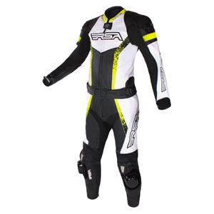 Salopetă de motociclist RSA Imola 2 negru-alb-alb-galben-fluo