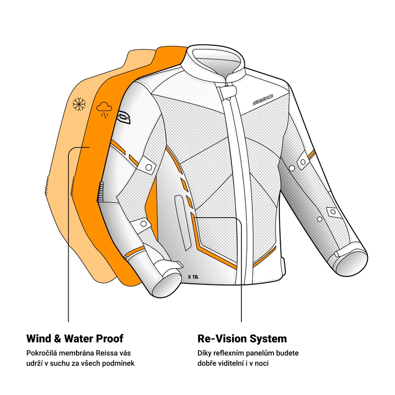 Geacă moto Ozone Jet II negru-galben-fluo lichidare