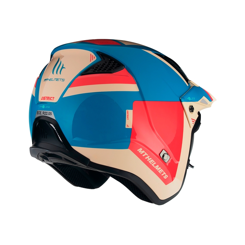 MT District SV Analog Analog D7 cască de motocicletă pentru trialuri deschise roșu-albastru-bej