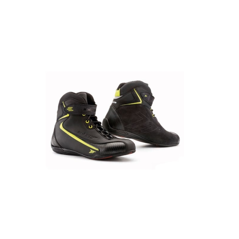 Cizme de motocicletă SEVENTY DEGREES SD-BC6 negru-galben-fluo