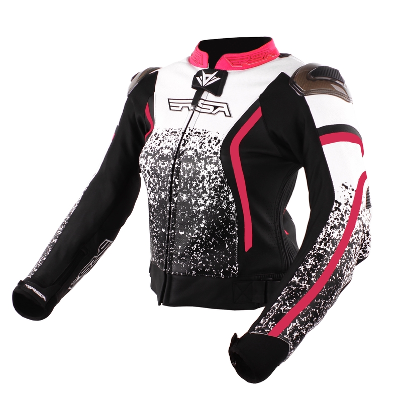 Jacheta de motociclete RSA Flow II Black-White-Pink pentru femei výprodej lichidare
