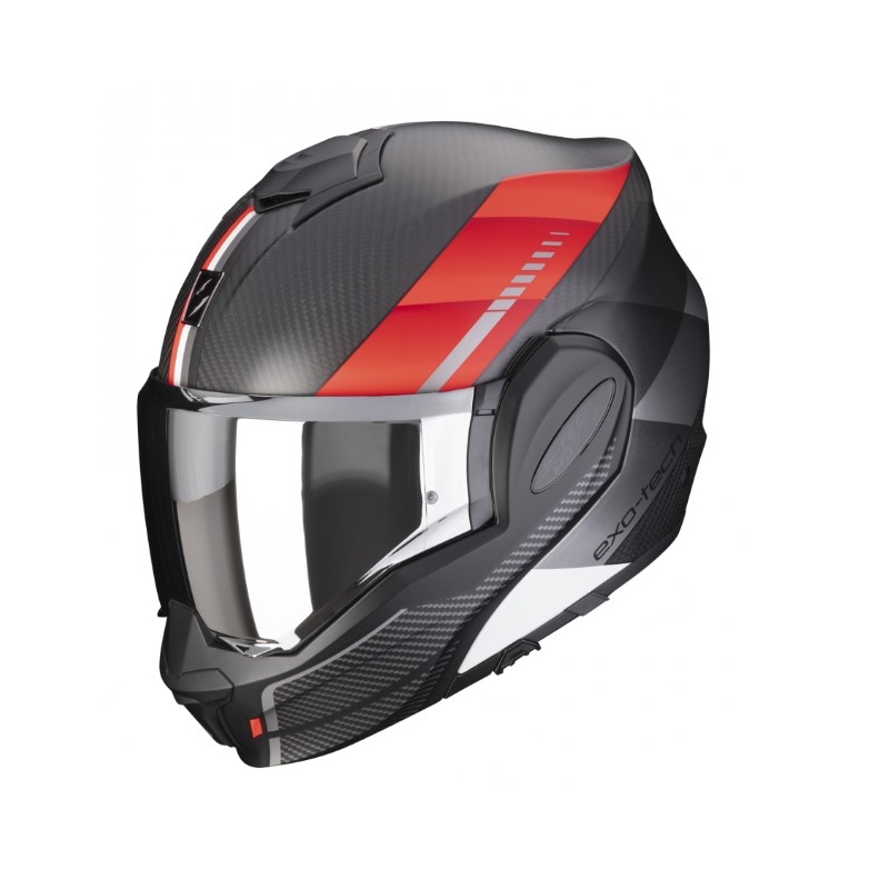 Casca rabatabila Scorpion EXO-TECH EVO Carbon Genus negru-rosu mat