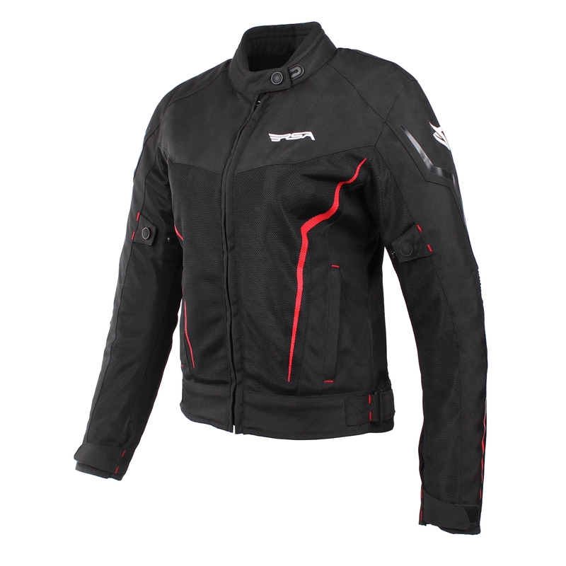 Jacheta de motociclete pentru femei RSA BOLT negru-roșu vânzare lichidare