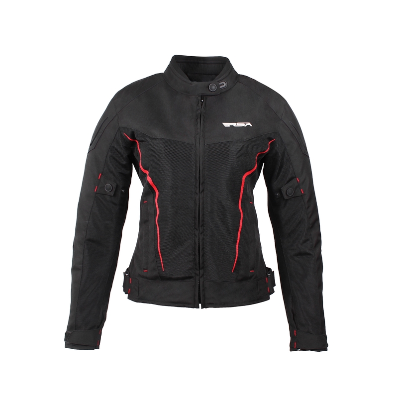 Jacheta de motociclete pentru femei RSA BOLT negru-roșu vânzare lichidare
