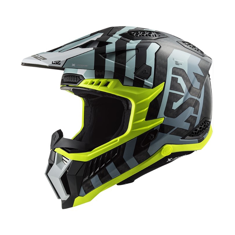 Motokrosová přilba LS2 MX703 C X-Force Barrier černo-modro-fluo žlutá