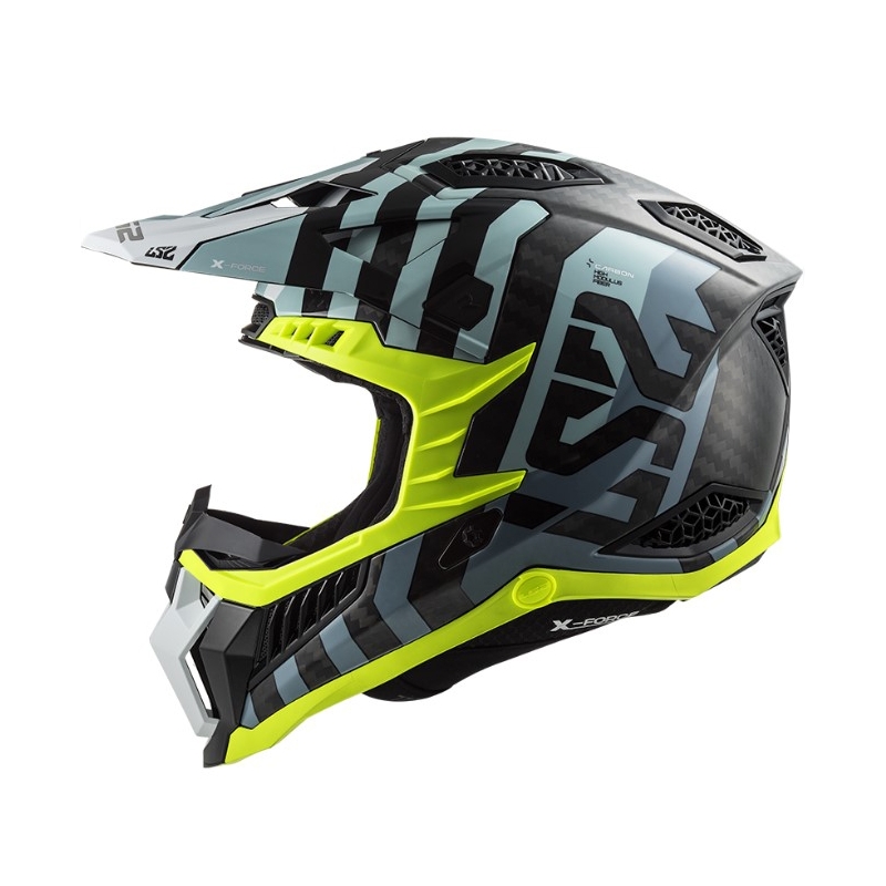 Motokrosová přilba LS2 MX703 C X-Force Barrier černo-modro-fluo žlutá