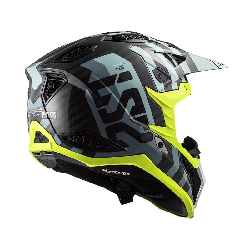 Motokrosová přilba LS2 MX703 C X-Force Barrier černo-modro-fluo žlutá