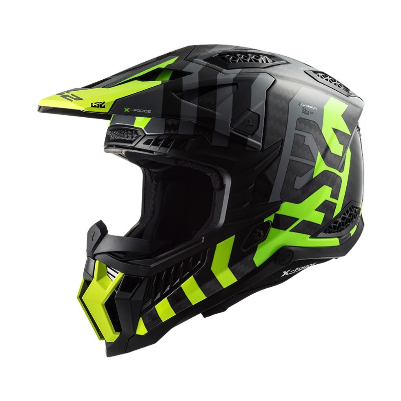Motokrosová přilba LS2 MX703 C X-Force Barrier černo-šedo-fluo žlutá