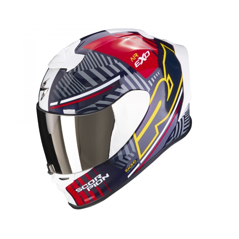 Integrální přilba Scorpion EXO-R1 EVO Air Victory červeno-modro-žlutá