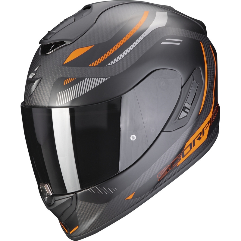 Cască integrală pentru motociclete Scorpion EXO-1400 EVO Carbon Air Kydra negru-portocaliu