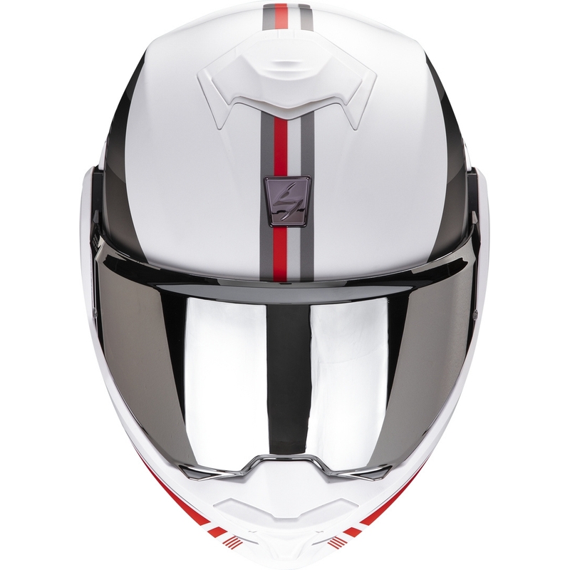 Cască de motocicletă rabatabilă Scorpion EXO-TECH EVO Genre alb-argintiu-roșu lichidare