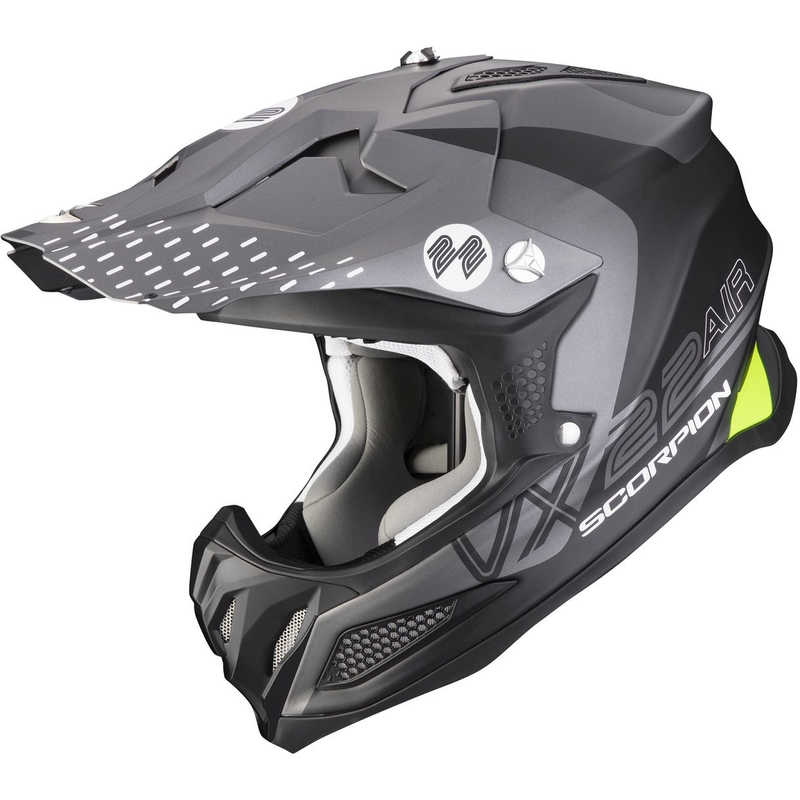 Cască de motocros Scorpion VX-22 Air Ares negru-argintiu mat
