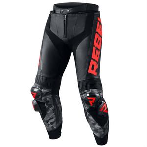 Pantaloni de motocicletă Rebelhorn Rebel Black-Fluo Red