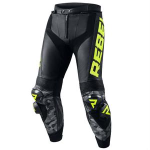 Pantaloni de motocicletă Rebelhorn Rebel Rebel negru-galben-fluo