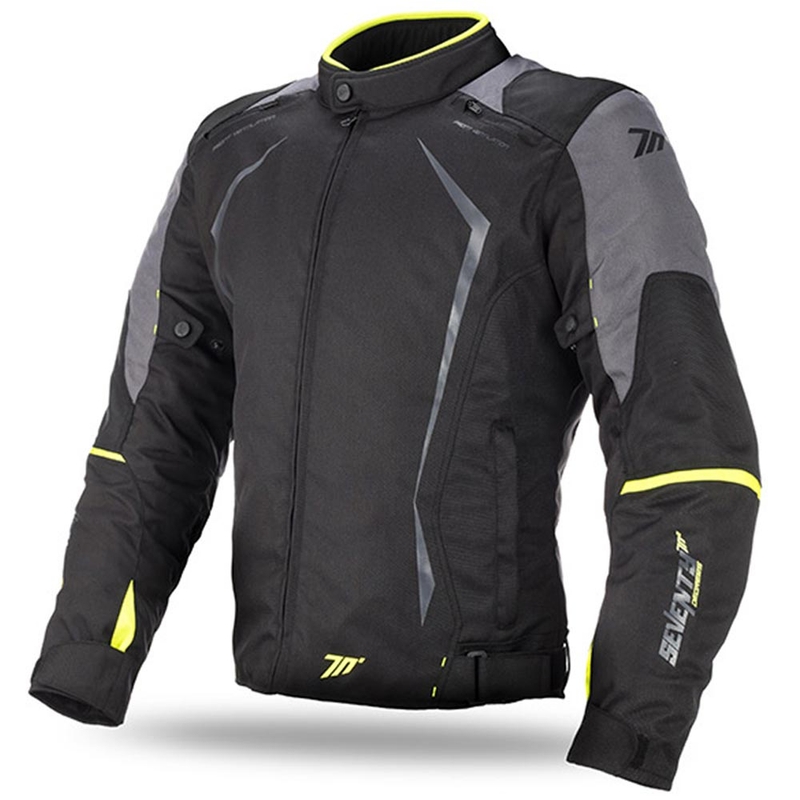 Geacă de motocicletă SEVENTY DEGREES SD-JR47 negru-gri-fluo-galben