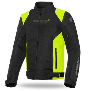Geacă de motocicletă SEVENTY DEGREES SD-JR48 negru-galben-fluo