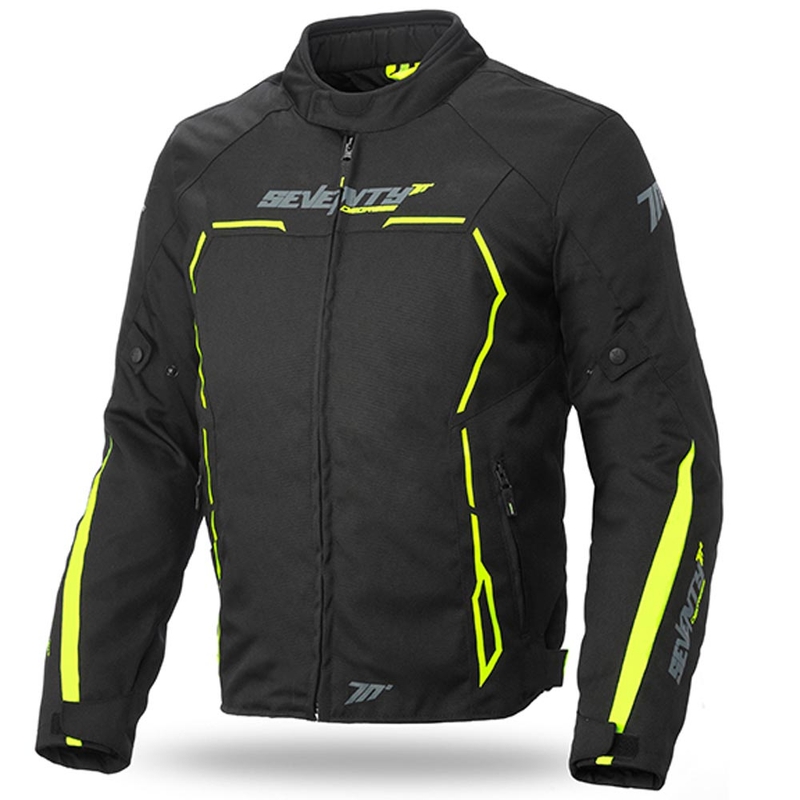 Geacă de motocicletă SEVENTY DEGREES SD-JR65 negru-galben-fluo