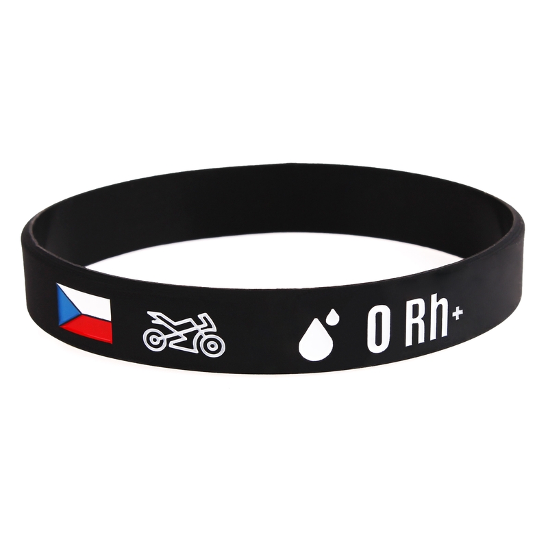 Brățară moto din silicon cu grupa de sânge 0 RH+