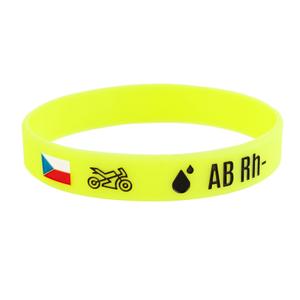 Brățară moto din silicon cu grupa de sânge AB RH-