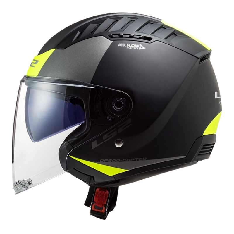 Cască de motocicletă deschisă LS2 OF600 Copter II Urbane 06 negru-galben-fluo
