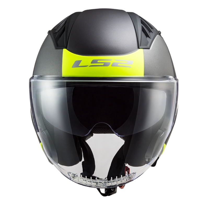 Cască de motocicletă deschisă LS2 OF600 Copter II Urbane 06 negru-galben-fluo