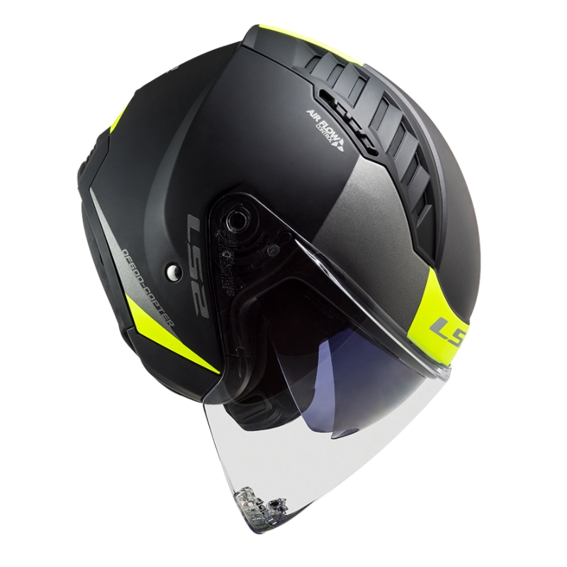 Cască de motocicletă deschisă LS2 OF600 Copter II Urbane 06 negru-galben-fluo