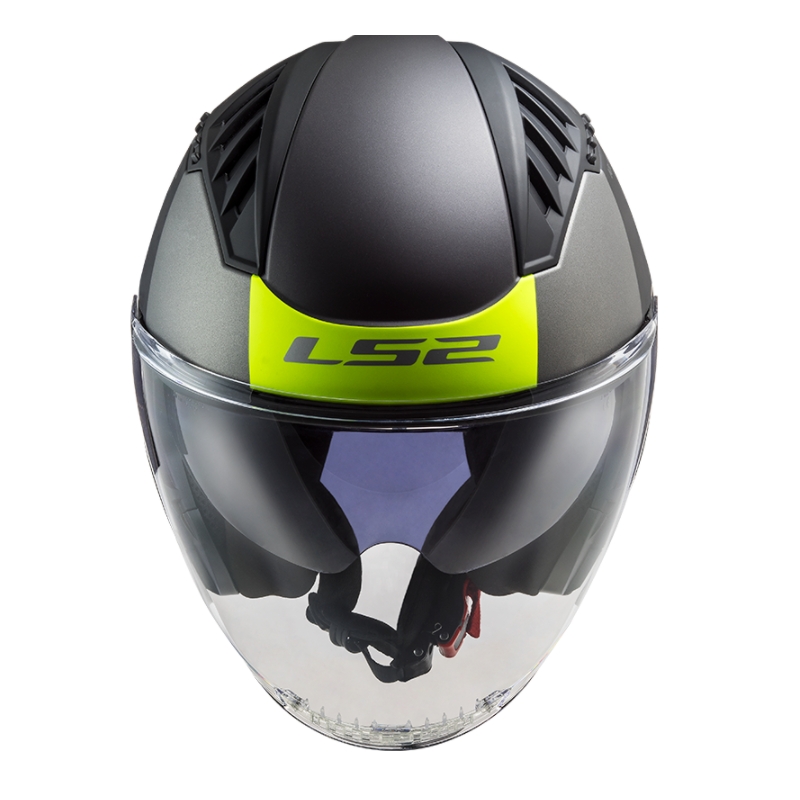 Cască de motocicletă deschisă LS2 OF600 Copter II Urbane 06 negru-galben-fluo