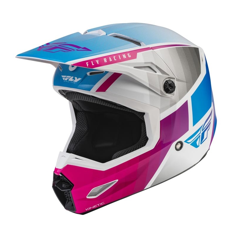 Cască de motocros FLY Racing Kinetic Drift roz-alb-albastru