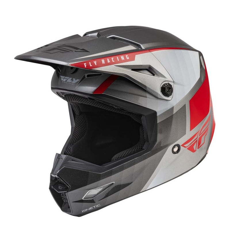 Cască de motocros FLY Racing Kinetic Drift gri-roșu