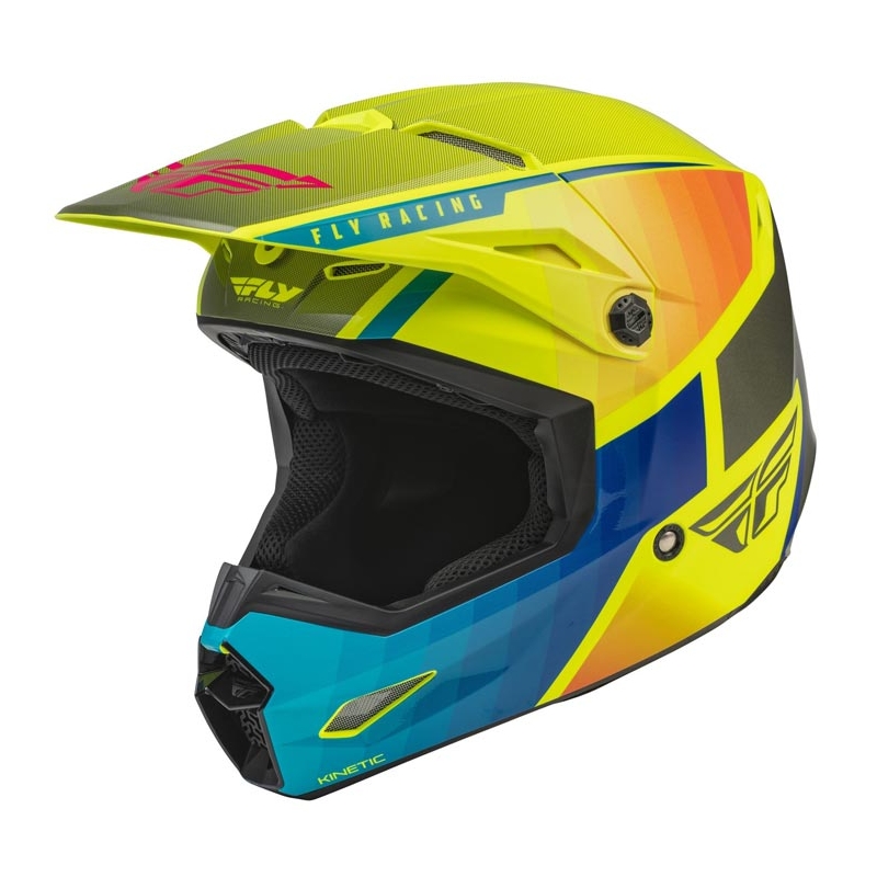 Cască de motocros FLY Racing Kinetic Drift albastru-fluo-galben-gri