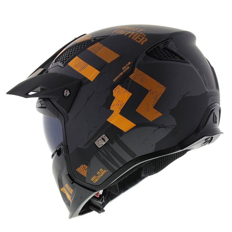 Cască de motocicletă MT Streetfighter SV S Skull A12 gri-portocaliu