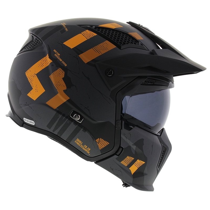 Cască de motocicletă MT Streetfighter SV S Skull A12 gri-portocaliu