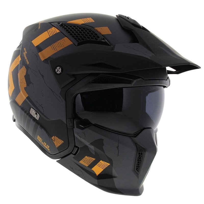 Cască de motocicletă MT Streetfighter SV S Skull A12 gri-portocaliu