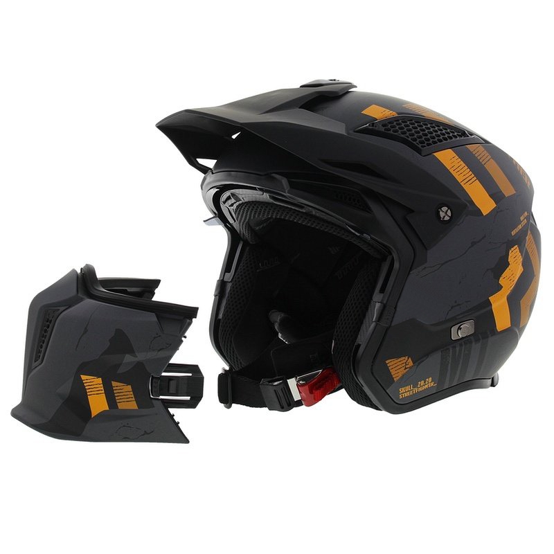 Cască de motocicletă MT Streetfighter SV S Skull A12 gri-portocaliu